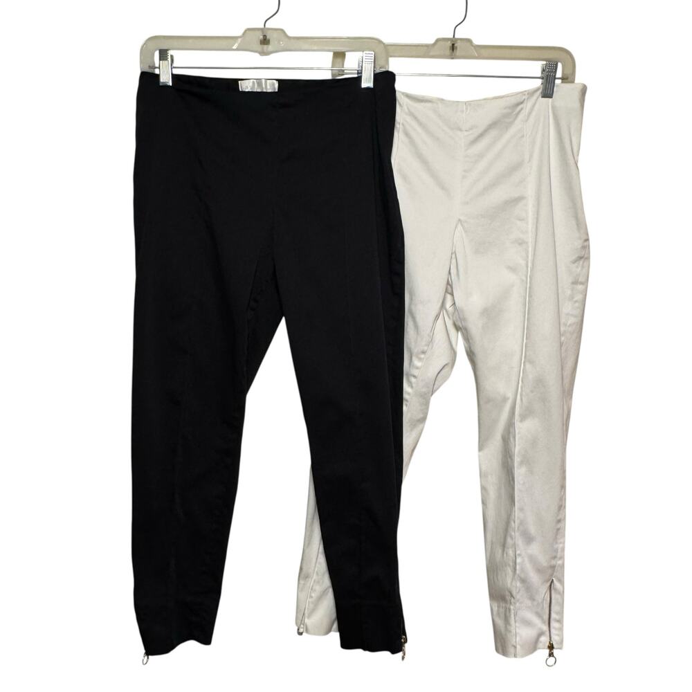 Soft Surroundings 2 Pairs Size 12P Black White Zipper Hem Pants